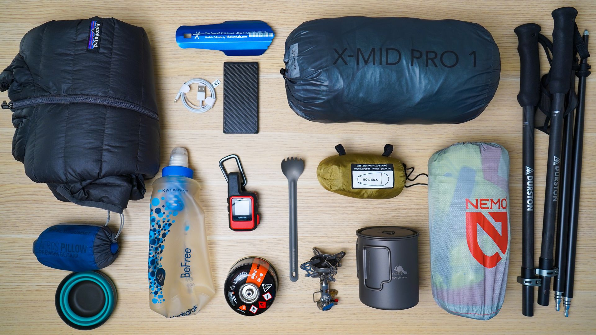 The full kit laid out — every item in this list